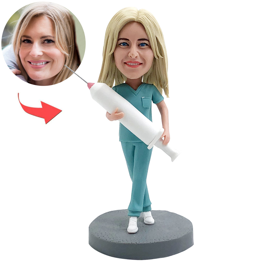 Custom Nurse Bobblehead with Syringe