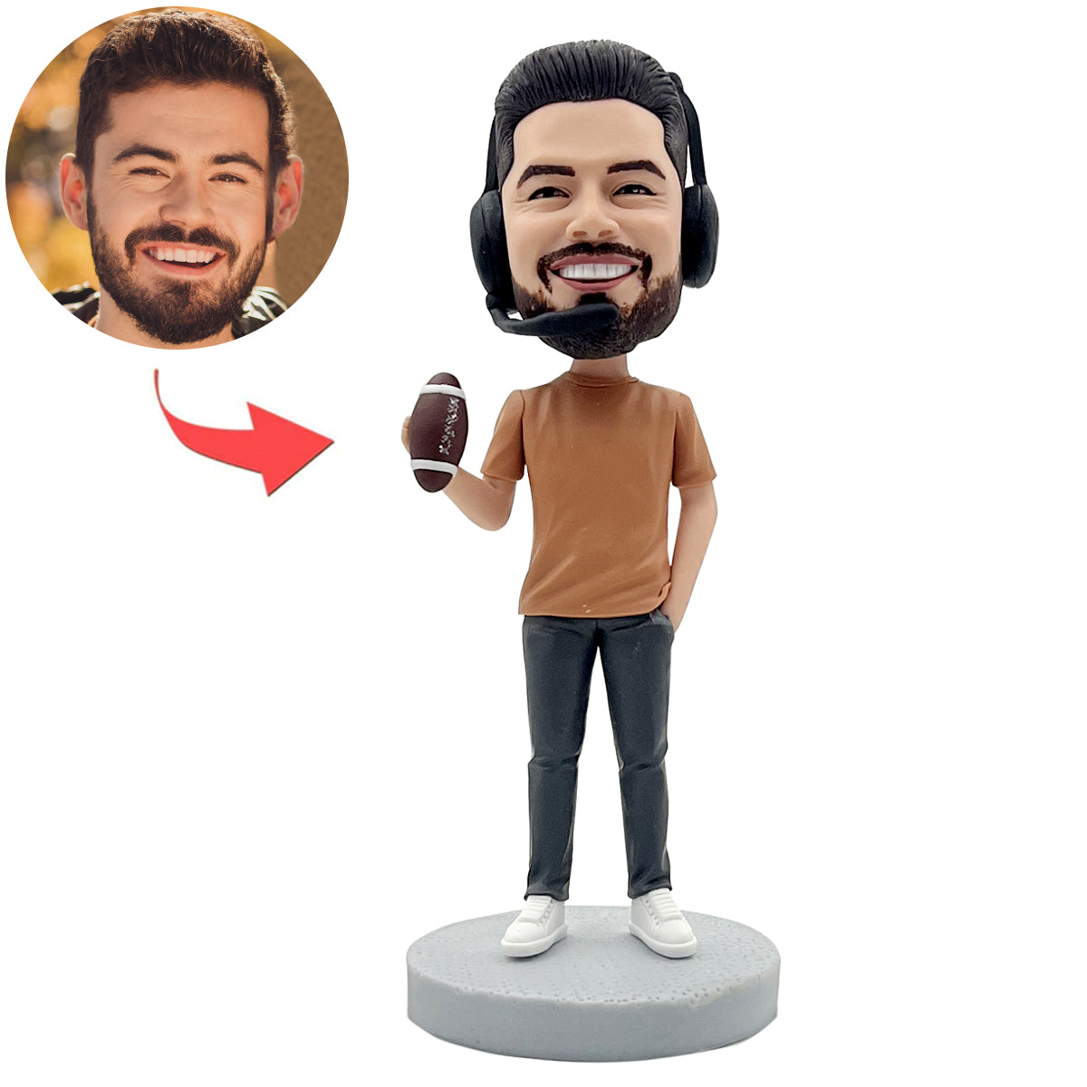 Rugby Game Commentator Custom Bobblehead