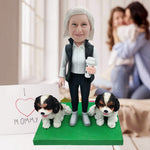 Custom Mom Bobblehead with Two Dogs