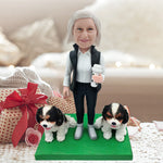 Custom Mom Bobblehead with Two Dogs