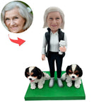 Custom Mom Bobblehead with Two Dogs