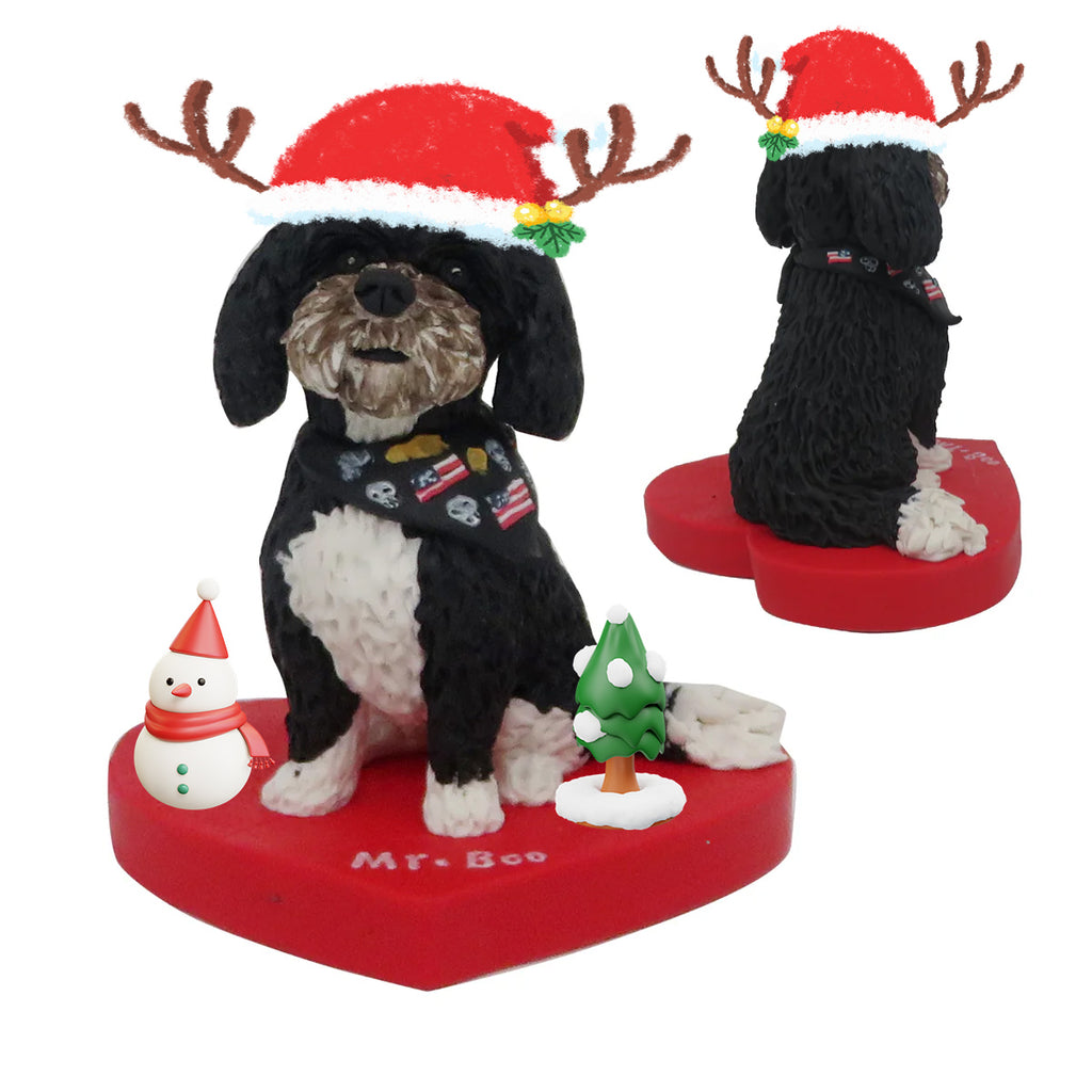 Custom Dog Bobblehead with Santa Hat