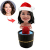 Custom Female Bobblehead Bathing with Santa Hat