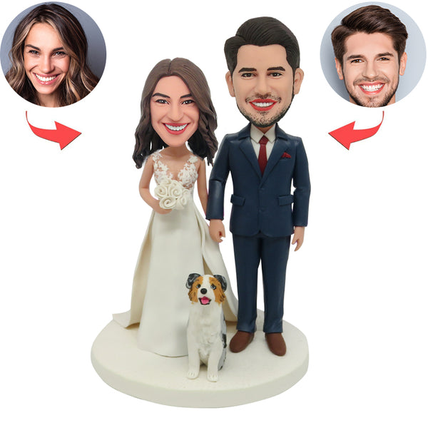 Wedding topper Anniversary pets weight lifting caketopper custom caketopper bobblehead shops caketopper bobble headcake topper with pets