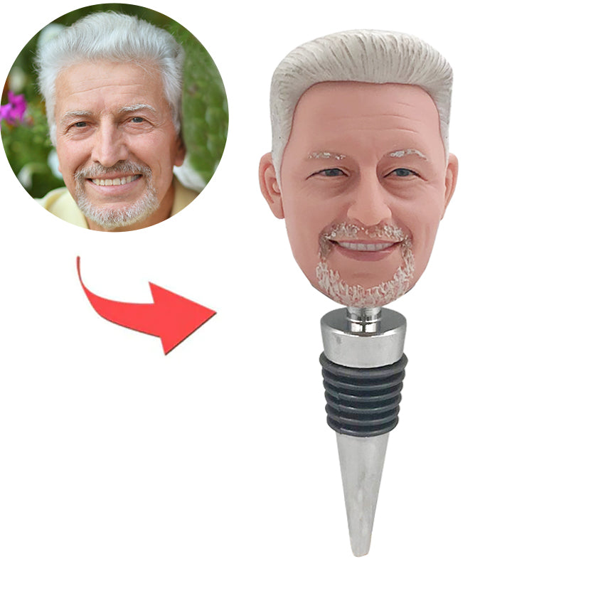 Personalized Custom Bobblehead Wine Bottle Stoppers From Photo - Father ...