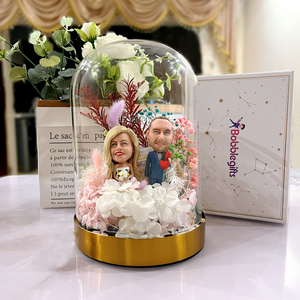 Eternal Flowers with Bobbleheads for Personalized Gift